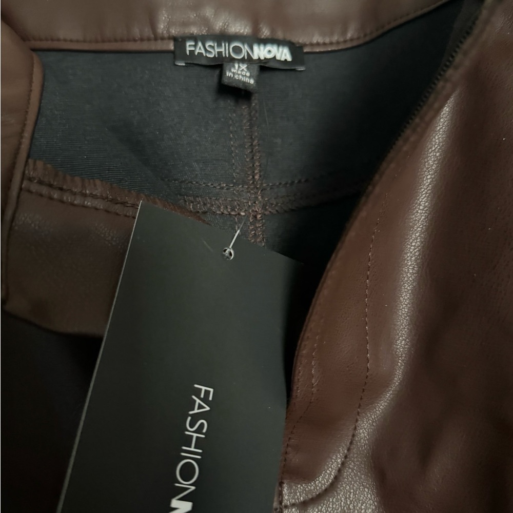Fashion Nova Burgundy Faux Leather Skirt